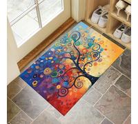 Felpudo Entrada Casa 60x120cm, Alfombra Árbol Circular Antideslizante, Felpudo Árbol Abstracto En Espiral Absorbentes Lavable, Alfombrilla de Perfil Bajo para Pasillo, Cocina, Pasillos - Multicolor