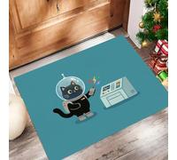 Felpudo Entrada Casa 60x120cm, Alfombra Puerta Exploración Espacial | Tapete Perfil Bajo Gato Espacial, Súper Absorbente, Antideslizante, Lavable en la Lavadora para Entradas, Interiores y Cocinas