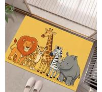 Felpudo Entrada Casa 60x90cm Alfombra Atrapapolvo León Y Rinoceronte, Alfombrilla Pasillo Antideslizante Animales Salvajes Dibujos Animados Tapete Absorbentes Lavable para una Entrada Limpia, Dorado