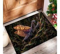 Felpudo Entrada Casa,60X90Cm Alfombra Entrada Antideslizante Insectos Animales Salvajes,Alfombrilla Fino Mantis Religiosa Tronco Árbol Musgo Absorbentes Lavable Para Entrada,Pasillo,Cocina,Verde
