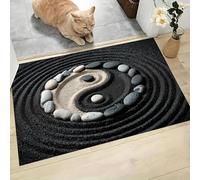 Felpudo Entrada Casa 80 x 120 cm, Alfombra para Puerta Guijarros Símbolo del Tai Chi Antideslizante Lavable Alfombrilla Minimalismo Absorbentes para Entrada, Pasillo, Cocina