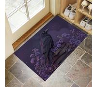 Felpudo Entrada Casa 80 x 120 cm, Cuervos Los Libros Suave Lavable Antideslizante Alfombra Pasillo, Margaritas Acuarela Animales Absorbente Tapete para Puerta Delantera, Entrada de Mascotas, Púrpura