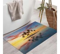 Felpudo Entrada Casa 80X120Cm, Alfombra Antideslizante Con Isla Del Atardecer Tropical Vista Al Mar Mediterráneo Felpudo Suaves Absorbentes Interior Para Perro Cocina Puerta Pasillo, Amarillo