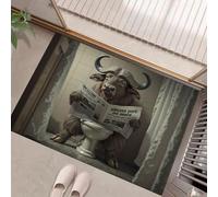 Felpudo Entrada Casa, 80x120cm Alfombra de Puerta Búfalo Leyendo Periódico En Baño Tapetes de Interior Animales Interesantes Antideslizante para Decorativo Dormitorios y Zonas Entrada Cuartos, Beige