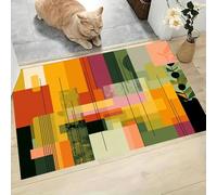 Felpudo Entrada Casa 80x120cm, Alfombra Interior Líneas Bloques Color Antideslizante Alfombrilla Minimalista Moderno Suaves Absorbentes Fácil de Limpiar para Entrada, Balcón, Jardín, Rojo Terracota