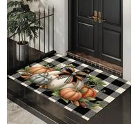 Felpudo Entrada Casa 90X150Cm, Alfombra Antideslizante Con Rayas Acuarela Campestres Calabazas Otoño Lazos Felpudo Suaves Absorbentes Interior Para Perro Cocina Puerta Pasillo, Blanco Y Negro