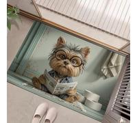 Felpudo Entrada Casa 90x150cm, Alfombrilla Espectacular Yorkshire Terrier Antideslizante, Lavable Alfombra Dibujos Animados Fácil de Limpiar para Puerta de casa, Entrada, Balcón, Pasillo, Verde Claro
