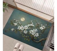 Felpudo Entrada Casa 90x150cm, Alfombrilla Ramas Antiguas De Ciruelo Antideslizante, Lavable Alfombra Cielo Nocturno Clásico Fácil de Limpiar para Puerta de casa, Entrada, Balcón, Pasillo, Verde