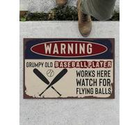 Felpudo Entrada casa Advertencia: Aquí Trabaja un Viejo Jugador de béisbol gruñón. ¡Cuidado con Las Pelotas voladoras!
