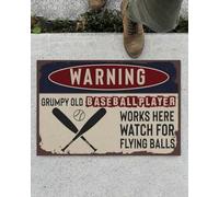 Felpudo Entrada casa Advertencia: Aquí Trabaja un Viejo Jugador de béisbol gruñón. ¡Cuidado con Las Pelotas voladoras!