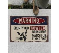 Felpudo Entrada casa Advertencia: Aquí Trabaja un Viejo Jugador de Bolos gruñón. ¡Cuidado con los Bolos voladores!