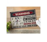 Felpudo Entrada casa Advertencia: Entre bajo su Propio Riesgo. Felpudo con Forma de Perro Husky para Amantes de los Perros.