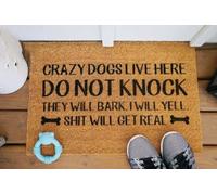 Felpudo Entrada casa Alfombra de Bienvenida con la Frase Aquí Viven Perros Locos - Regalo para inauguración de casa