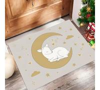 Felpudo Entrada Casa Antideslizante Animales Dibujos Animados Y Cielo Estrellado Para Interiores, Alfombras Entrada Fino Lavable, Lindo Luna Camino Alfombrilla Absorbente Para Pasillo, 80X120Cm, Beige