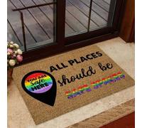 Felpudo Entrada casa Aquí estás a Salvo. Felpudo de Apoyo LGBT para Interiores y Exteriores.