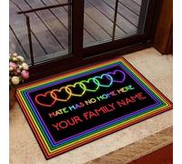 Felpudo Entrada casa Aquí no Hay Lugar para el Odio - Felpudo Personalizado de Apoyo a la Comunidad LGBT
