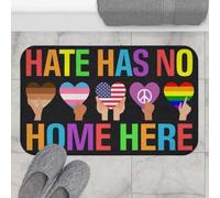 Felpudo Entrada casa Aquí no Hay Lugar para el Odio. Igualdad. Orgullo Negro. Orgullo LGBT. Alfombra y Felpudo patriótico Hippie.