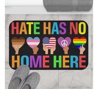 Felpudo Entrada casa Aquí no Hay Lugar para el Odio. Igualdad. Orgullo Negro. Orgullo LGBT. Alfombra y Felpudo patriótico Hippie.
