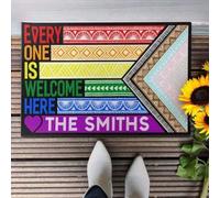 Felpudo Entrada casa Aquí Todos Son bienvenidos, Felpudo Personalizado del Orgullo LGBTQ+, Regalo para aliados LGBTQ+, Felpudo