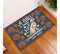 Felpudo Entrada casa Aquí Vive una Chica Que ama a los Golden Retrievers. Felpudo para Amantes de los Perros.