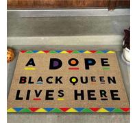 Felpudo Entrada casa Aquí Vive una Reina Negra increíble. Felpudo afroamericano para Interiores y Exteriores.