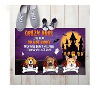 Felpudo Entrada casa Aquí Viven Perros Locos de Halloween. No Llamar. Felpudo de la Igualdad.