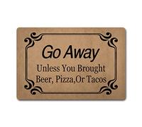 Felpudo Entrada Casa Atrapar Suciedad Alfombra Ducha Vete A Menos Que Hayas Traído Cerveza, Pizza O Tacos Suave Alfombra Exterior para Cocina Pasillo Decorativa 40X60Cm