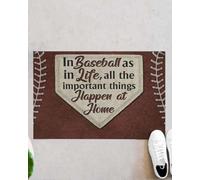 Felpudo Entrada casa Béisbol: Todo lo Importante Sucede en casa. Felpudo Divertido para Interiores y Exteriores.