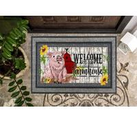 Felpudo Entrada casa Bienvenido a Nuestra Alfombra de Entrada con Forma de Cerdo de Granja