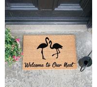 Felpudo Entrada casa Bienvenido a Nuestro Nido Flamingo Tapete de Bienvenida de fácil Limpieza
