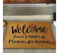 Felpudo Entrada casa Bienvenido, por Favor, Vete a casa - Felpudo de Bienvenida con Calavera, fácil de Limpiar