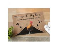 Felpudo Entrada casa Bienvenidos a mi casa. Aquí Solo vivimos Humanos con Felpudo de gallina.