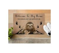 Felpudo Entrada casa Bienvenidos a mi casa. Aquí Solo vivimos Humanos con un Perezoso.