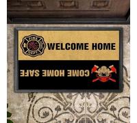 Felpudo Entrada casa Bombero Bienvenido a casa, regresa a casa Sano y Salvo