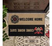Felpudo Entrada casa Bombero Bienvenido a casa, regresa a casa Sano y Salvo