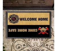 Felpudo Entrada casa Bombero Bienvenido a casa, regresa a casa Sano y Salvo