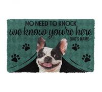 Felpudo Entrada casa Bulldog francés: Sabemos Que estás aquí. Felpudo Personalizado con Nombre.