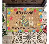 Felpudo Entrada casa Conejo - En Esta casa está Bien ser Diferente Felpudo