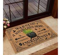 Felpudo Entrada casa ¡Cuidado, aquí Vive una Bruja! Felpudo Divertido de Halloween