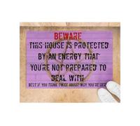 Felpudo Entrada casa ¡Cuidado, Bruja! Esta casa está protegida por una energía Divertida. Felpudo para Interiores y Exteriores.