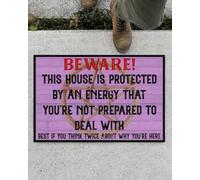 Felpudo Entrada casa ¡Cuidado, Bruja! Esta casa está protegida por una energía Divertida. Felpudo para Interiores y Exteriores.
