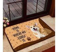 Felpudo Entrada casa El hogar es Donde está mi Corgi. Felpudo de Bienvenida.