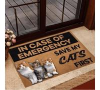 Felpudo Entrada casa En Caso de Emergencia, Salva Primero a mis Gatos. Felpudo de Bienvenida fácil de Limpiar.