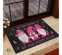 Felpudo Entrada casa En Esta casa Nadie Lucha Solo. Felpudo de Bienvenida fácil de Limpiar para la concientización sobre el cáncer.