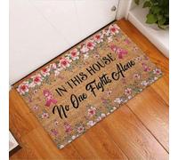 Felpudo Entrada casa En Esta casa Nadie Lucha Solo - Felpudo de Bienvenida fácil de Limpiar para la concienciación sobre el cáncer