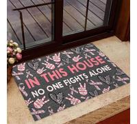 Felpudo Entrada casa En Esta casa Nadie Lucha Solo - Felpudo de concienciación sobre el cáncer