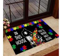 Felpudo Entrada casa En Esta casa Nunca caminarás Solo, Padre e Hijo, Felpudo Familiar con Mensaje de concientización sobre Regalos