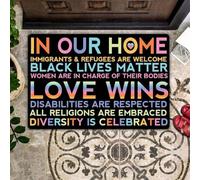 Felpudo Entrada casa En Nuestro hogar, el Amor triunfa. Felpudo con la Frase Igualdad. Regalo de cumpleaños para Amigos y Familiares.