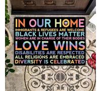 Felpudo Entrada casa En Nuestro hogar el Amor triunfa Igualdad Felpudo para Interiores y Exteriores