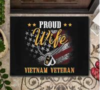 Felpudo Entrada casa Esposa Orgullosa de un Veterano de Vietnam. Mi Esposo es un héroe. Felpudo para Interiores y Exteriores.
